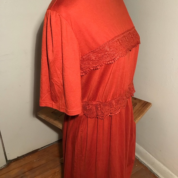 Orange Maxi Ruffle Dress- like new - Picture 6 of 10